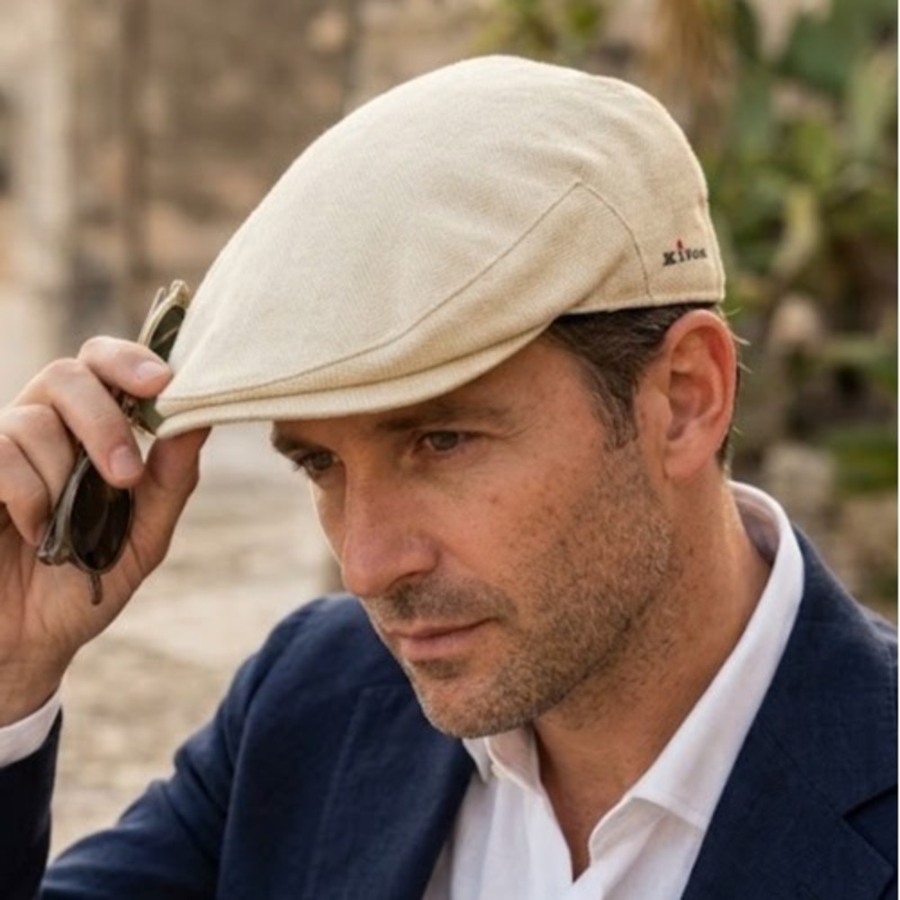 Kiton Napoli Newsboy Flat Cap 58 Beige Cream Virgin Wool Ivy Hat Italy